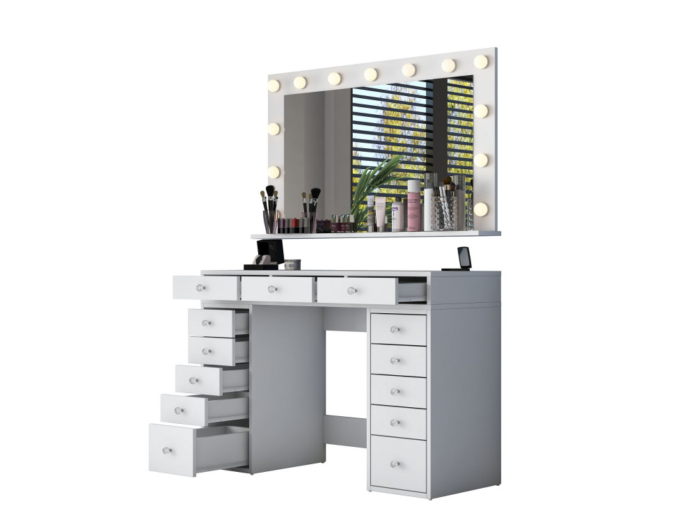 Coiffeuse en bois " BJ198 " - 120 x 81,6 x 44,5 cm - Blanc