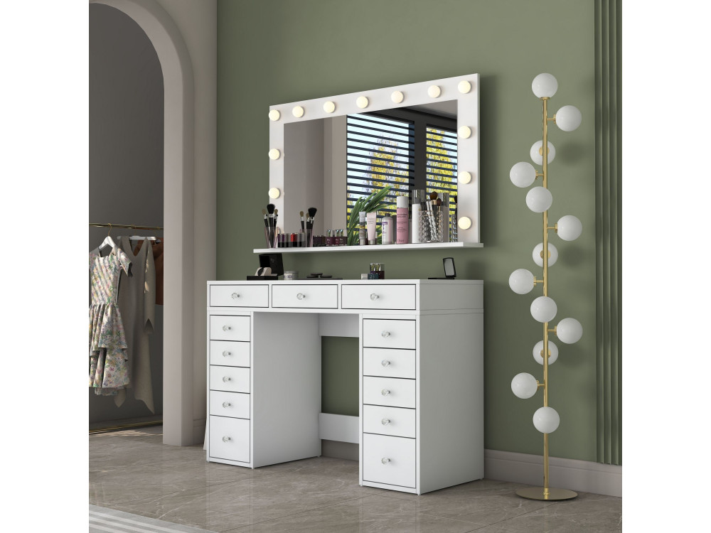 Coiffeuse en bois " BJ198 " - 120 x 81,6 x 44,5 cm - Blanc
