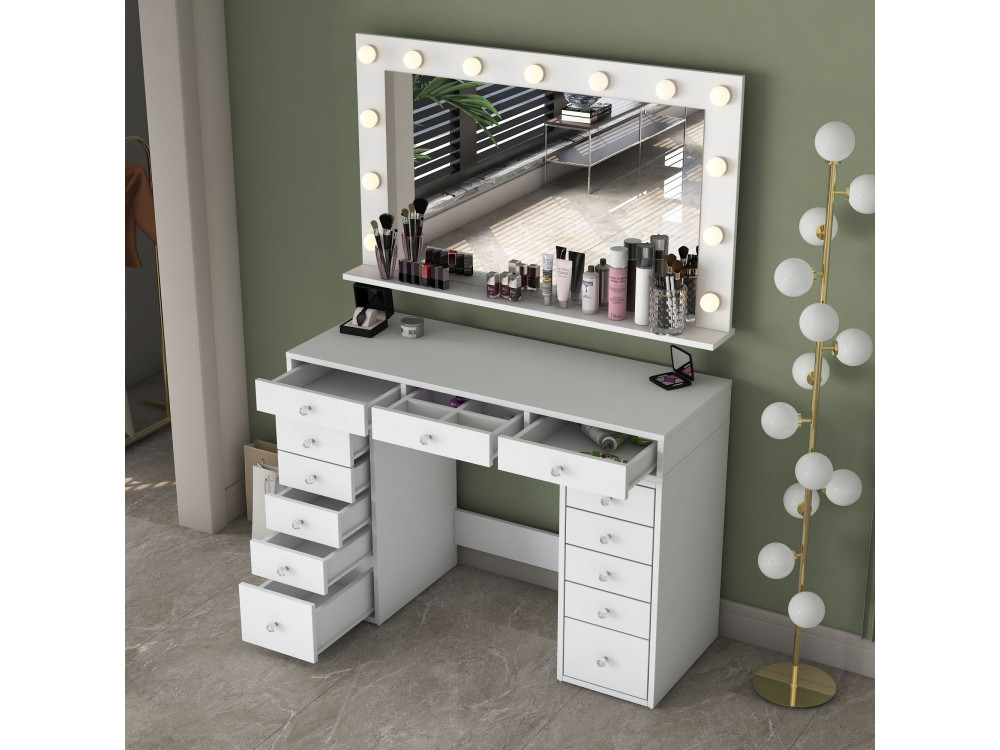 Coiffeuse en bois " BJ198 " - 120 x 81,6 x 44,5 cm - Blanc