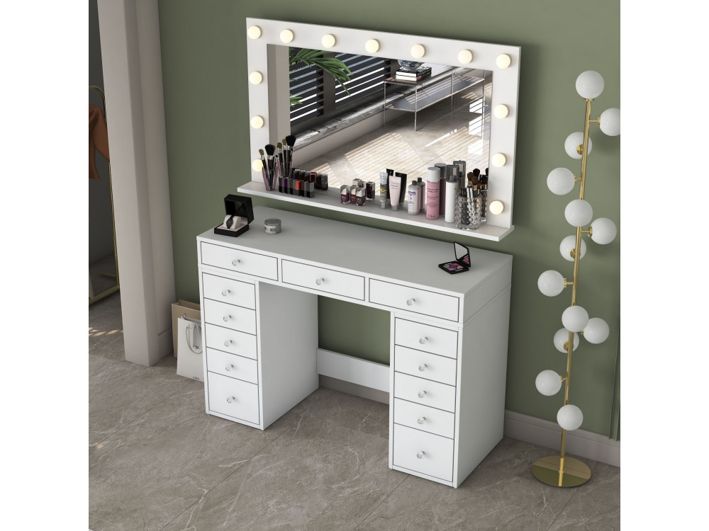 Coiffeuse en bois " BJ198 " - 120 x 81,6 x 44,5 cm - Blanc