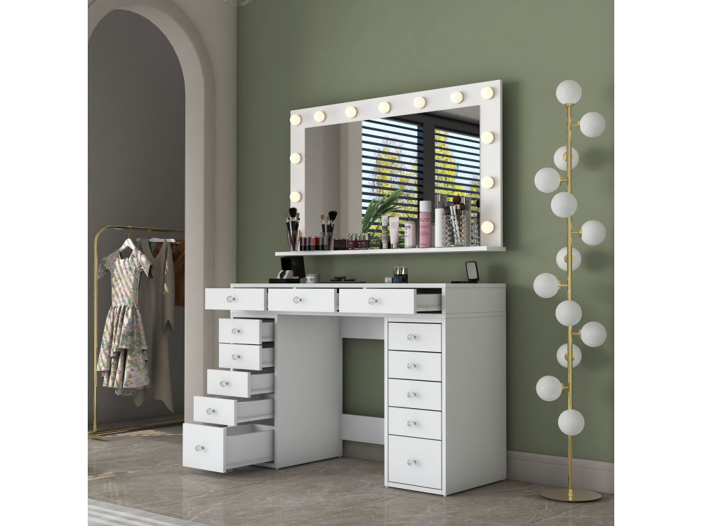 Coiffeuse en bois " BJ198 " - 120 x 81,6 x 44,5 cm - Blanc
