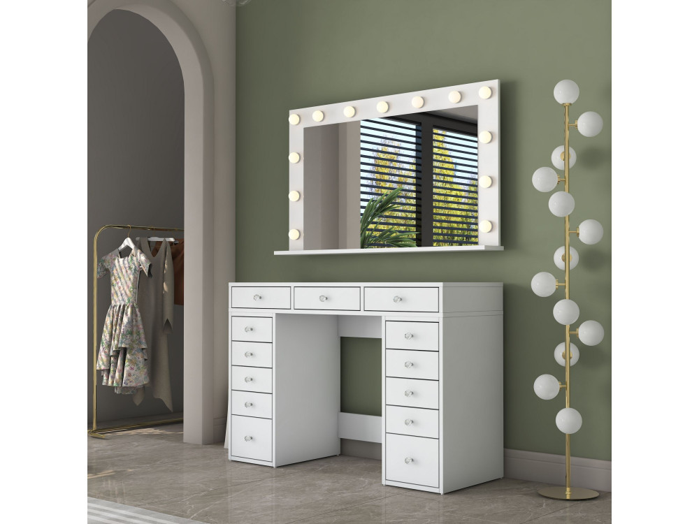 Coiffeuse en bois " BJ198 " - 120 x 81,6 x 44,5 cm - Blanc