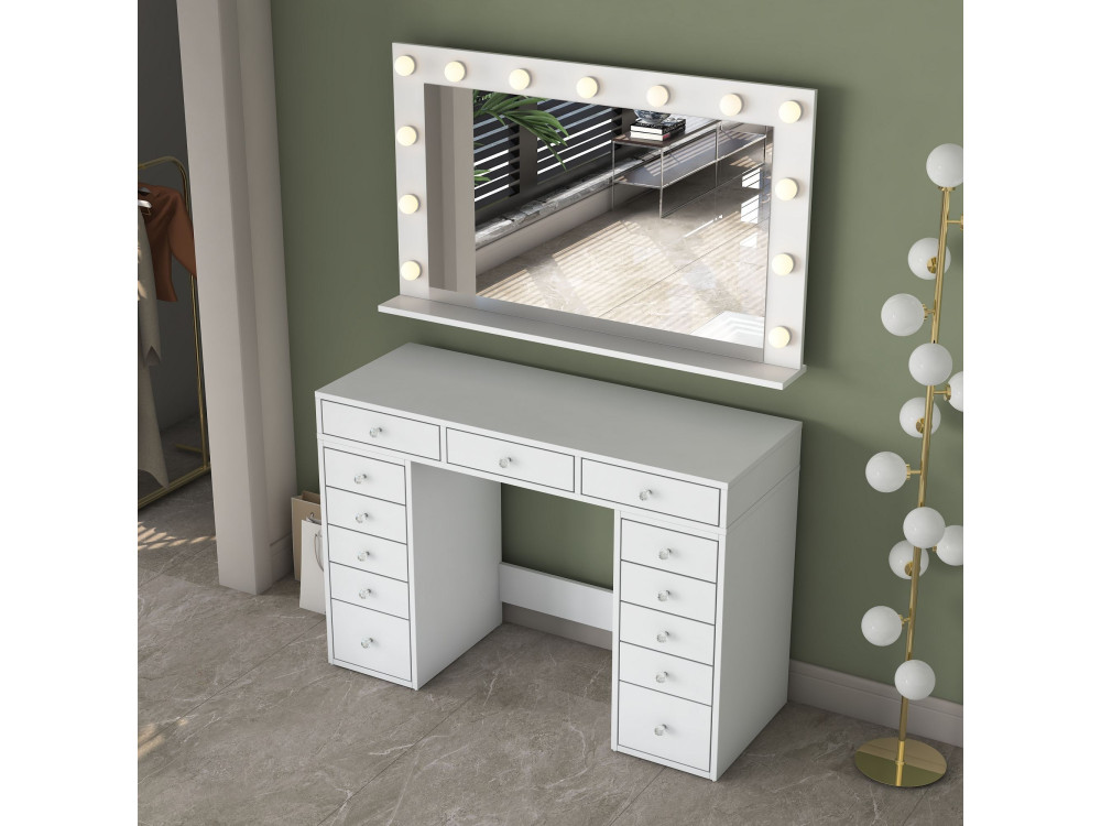 Coiffeuse en bois " BJ198 " - 120 x 81,6 x 44,5 cm - Blanc