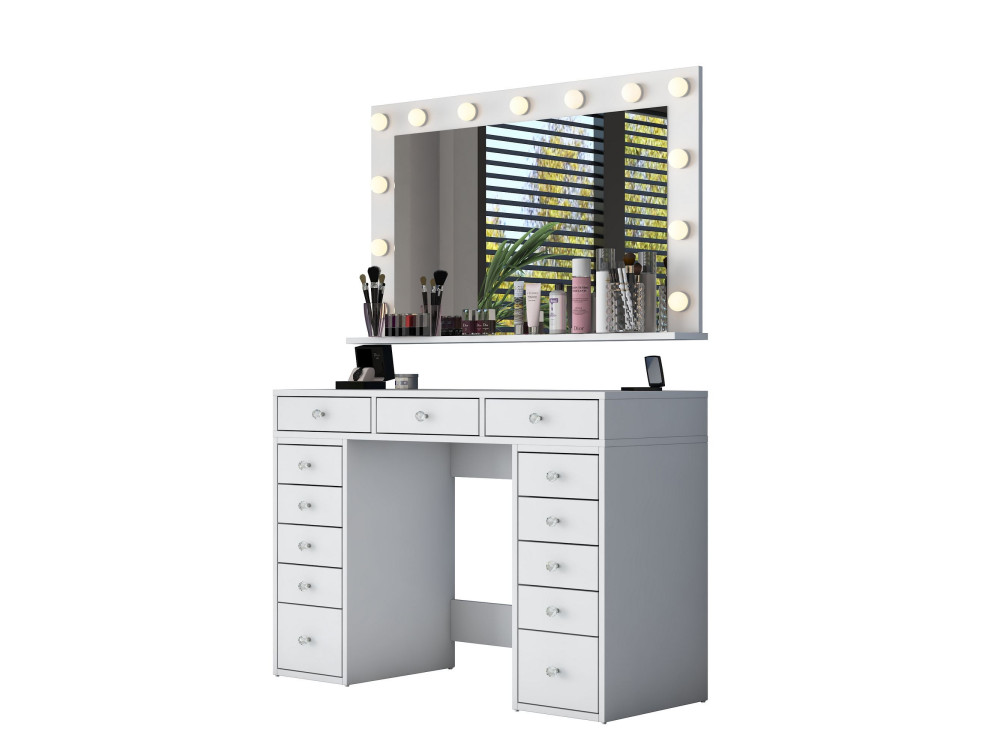 Coiffeuse en bois " BJ198 " - 120 x 81,6 x 44,5 cm - Blanc