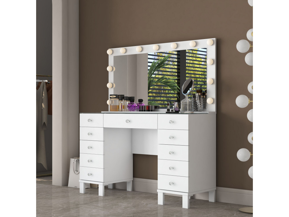 Coiffeuse en bois " BJ199 " - 120 x 73,6 x 40 cm - Blanc