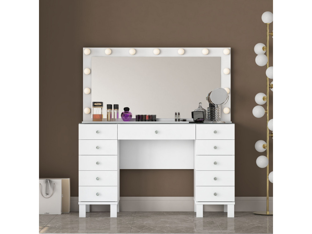 Coiffeuse en bois " BJ199 " - 120 x 73,6 x 40 cm - Blanc