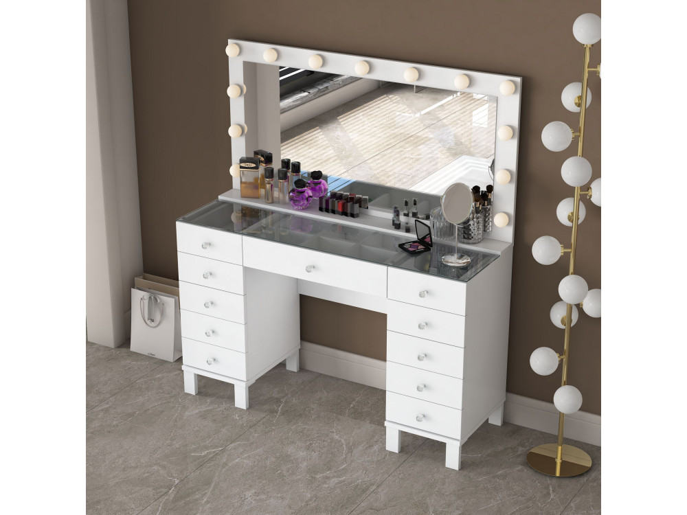 Coiffeuse en bois " BJ199 " - 120 x 73,6 x 40 cm - Blanc