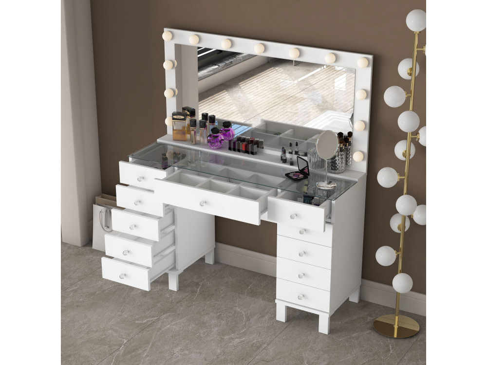 Coiffeuse en bois " BJ199 " - 120 x 73,6 x 40 cm - Blanc