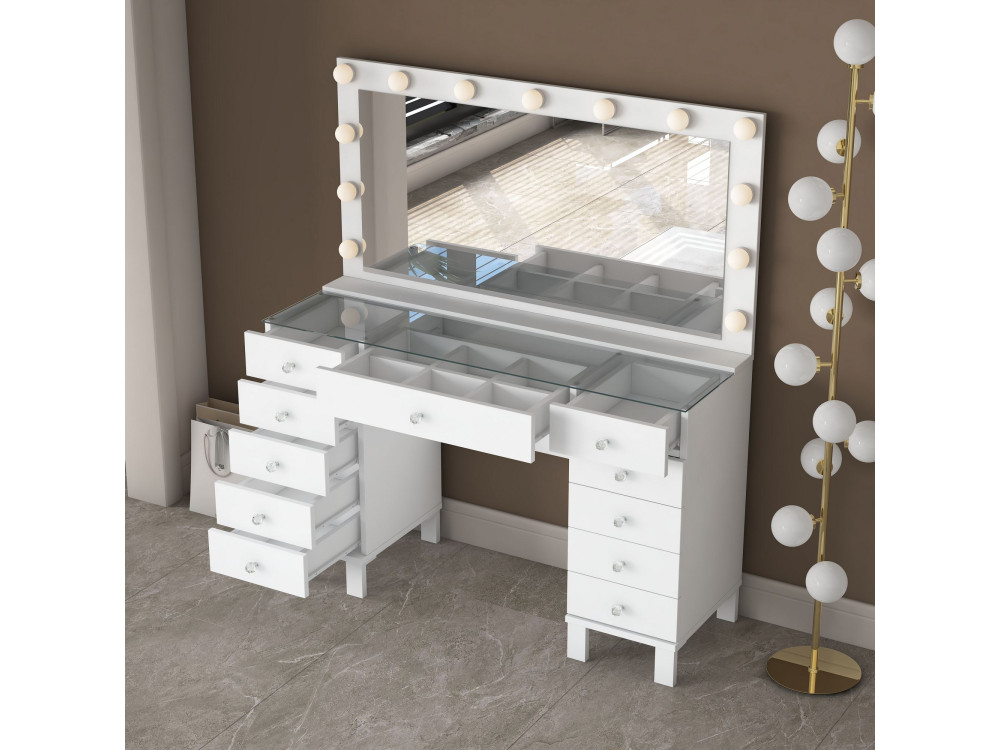 Coiffeuse en bois " BJ199 " - 120 x 73,6 x 40 cm - Blanc