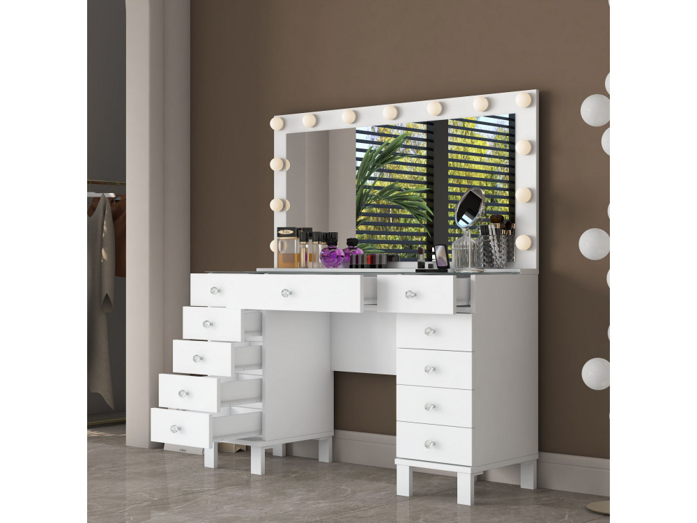 Coiffeuse en bois " BJ199 " - 120 x 73,6 x 40 cm - Blanc