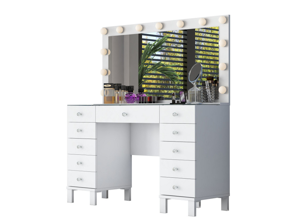 Coiffeuse en bois " BJ199 " - 120 x 73,6 x 40 cm - Blanc