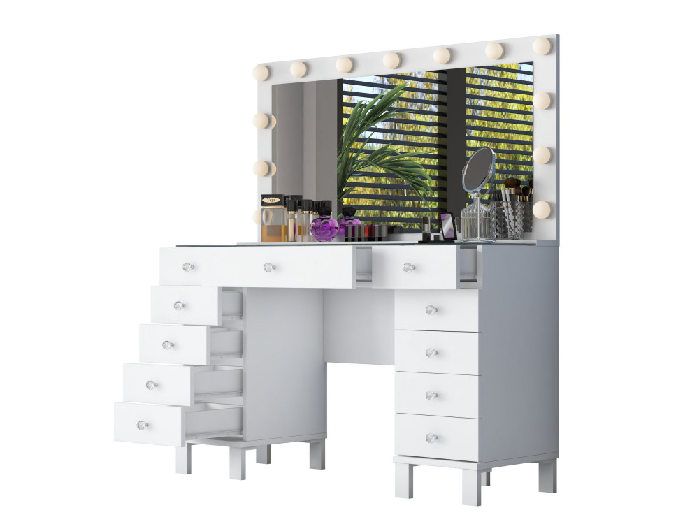 Coiffeuse en bois " BJ199 " - 120 x 73,6 x 40 cm - Blanc