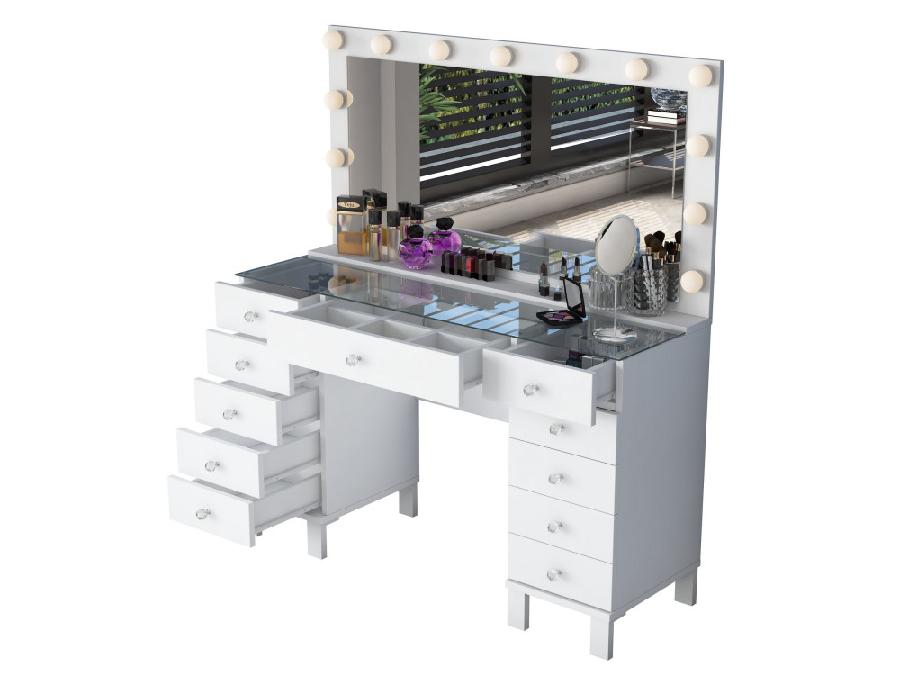 Coiffeuse en bois " BJ199 " - 120 x 73,6 x 40 cm - Blanc