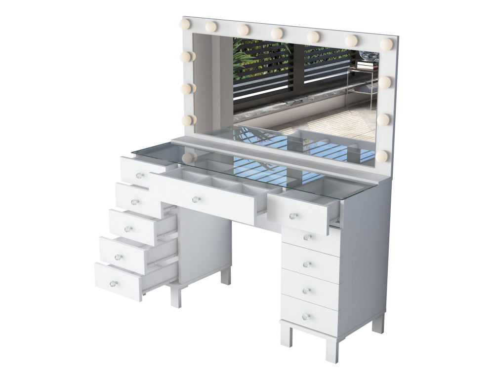 Coiffeuse en bois " BJ199 " - 120 x 73,6 x 40 cm - Blanc