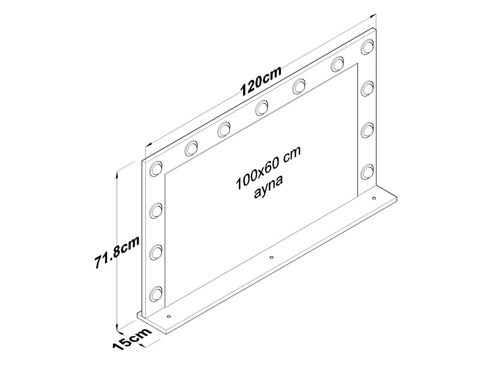 Coiffeuse en bois " EF110 " - 120 x 71,8 x 15 cm - Blanc