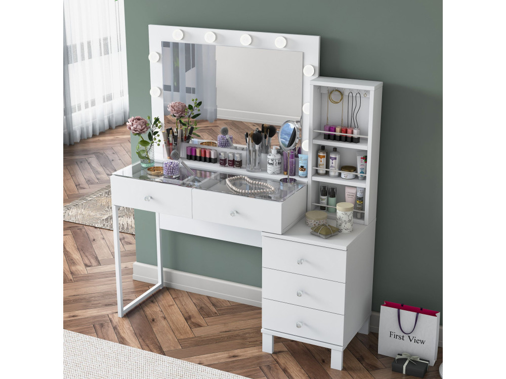 Coiffeuse en bois " BJ151 " - 120 x 141,8 x 40 cm - Blanc