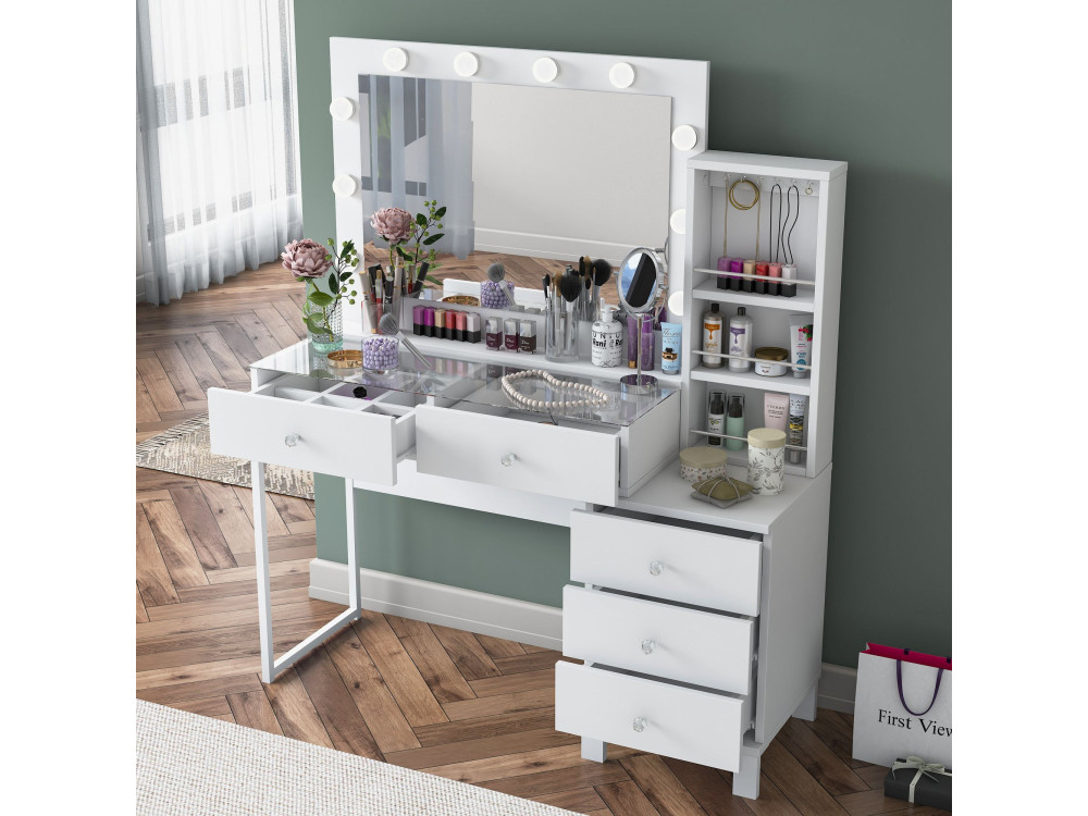 Coiffeuse en bois " BJ151 " - 120 x 141,8 x 40 cm - Blanc