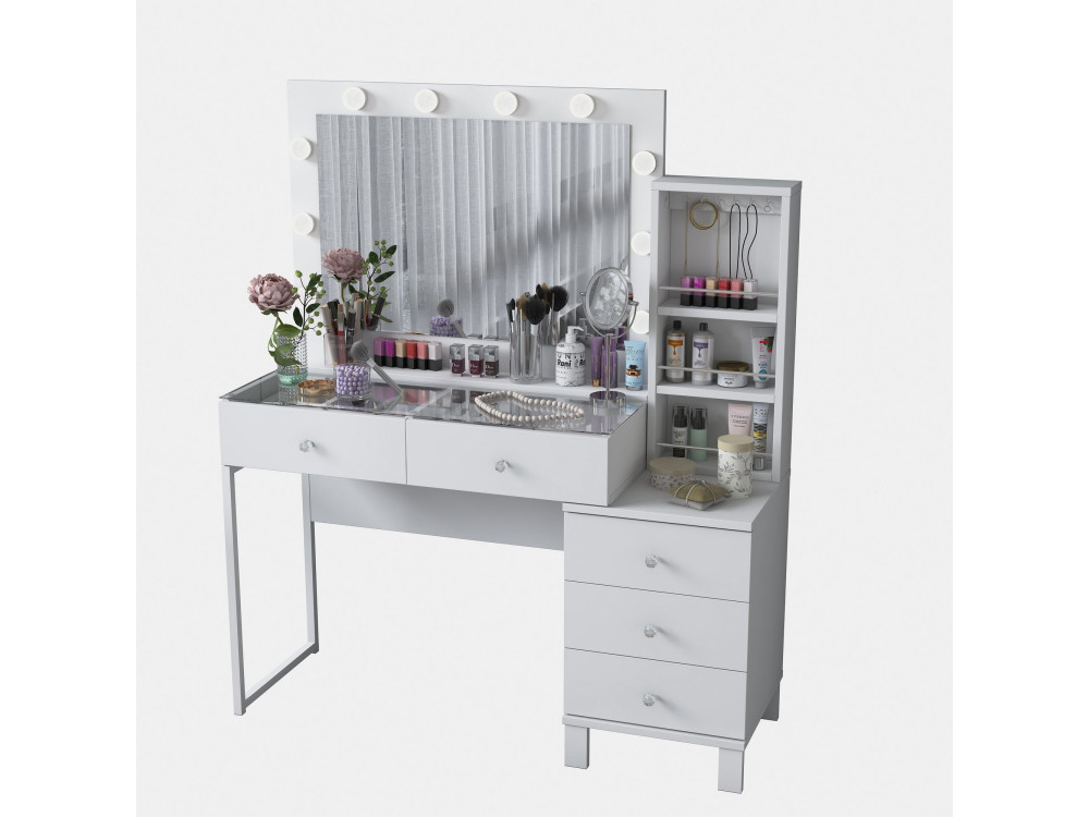 Coiffeuse en bois " BJ151 " - 120 x 141,8 x 40 cm - Blanc