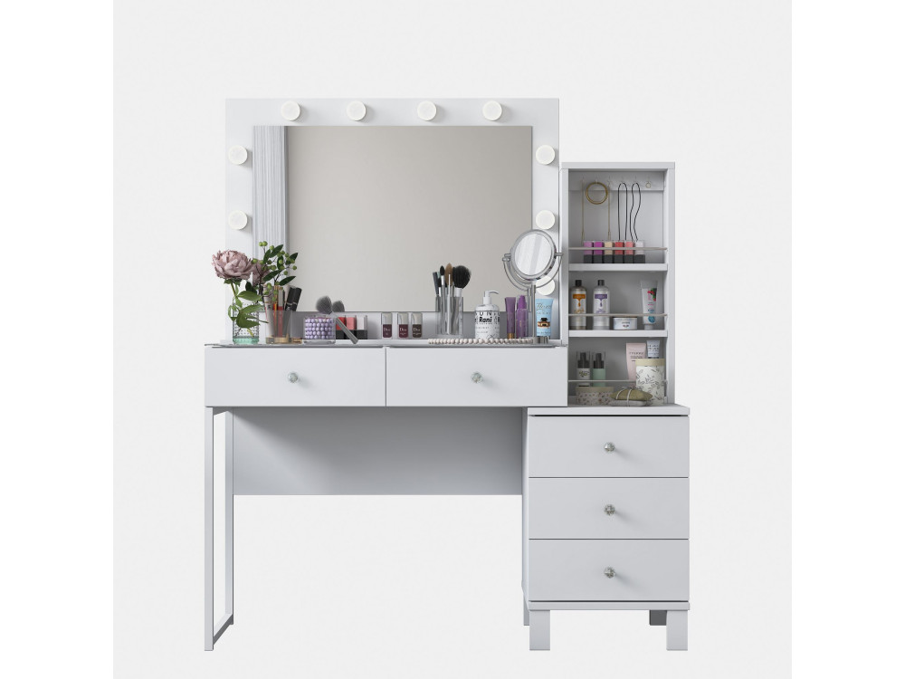 Coiffeuse en bois " BJ151 " - 120 x 141,8 x 40 cm - Blanc