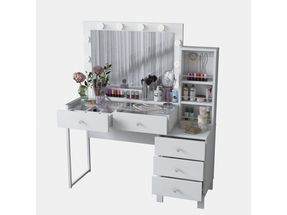 Coiffeuse en bois " BJ151 " - 120 x 141,8 x 40 cm - Blanc
