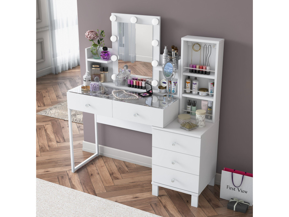 Coiffeuse en bois " BJ153 " - 120 x 136,8 x 40 cm - Blanc