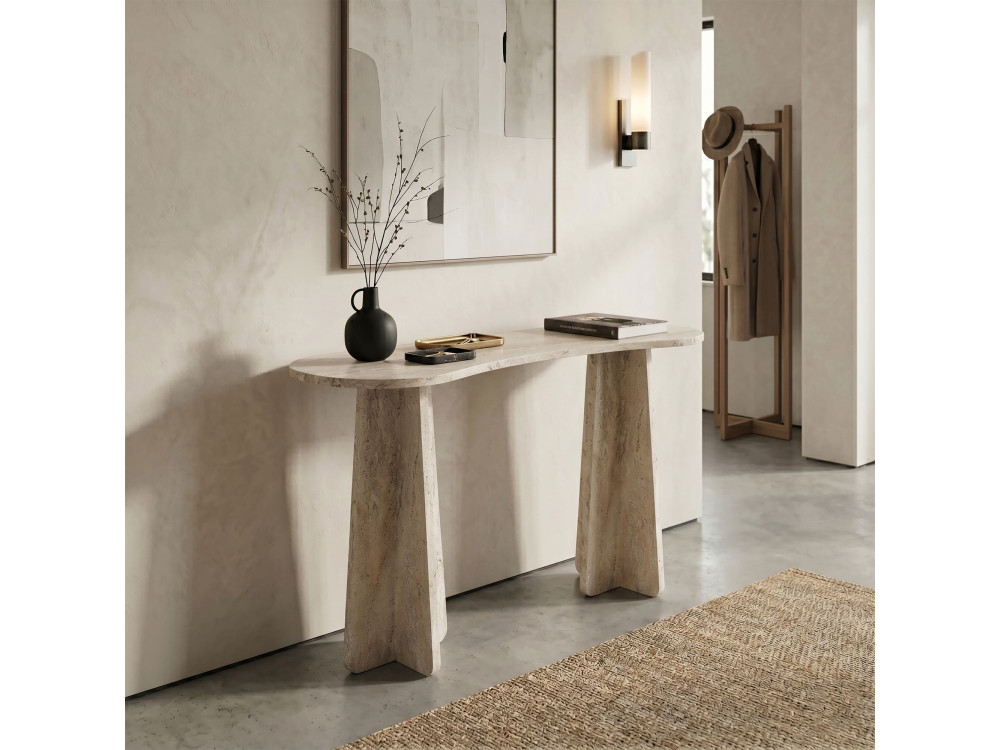 Commode en bois " Zen " - 120 x 75 x 35 cm - Travertin
