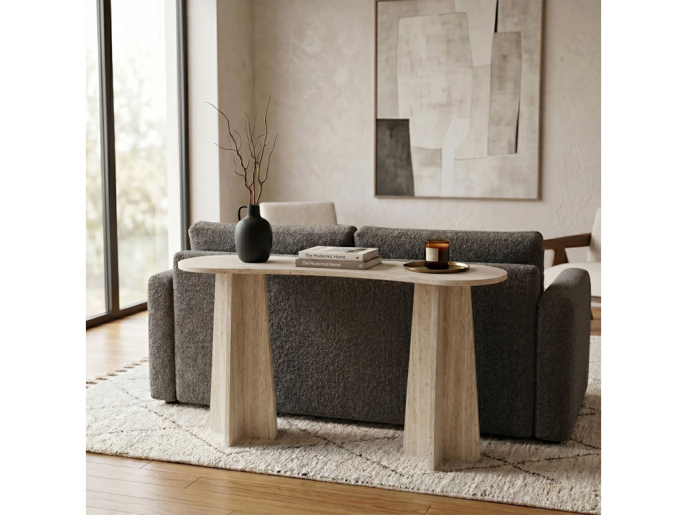 Commode en bois " Zen " - 120 x 75 x 35 cm - Travertin