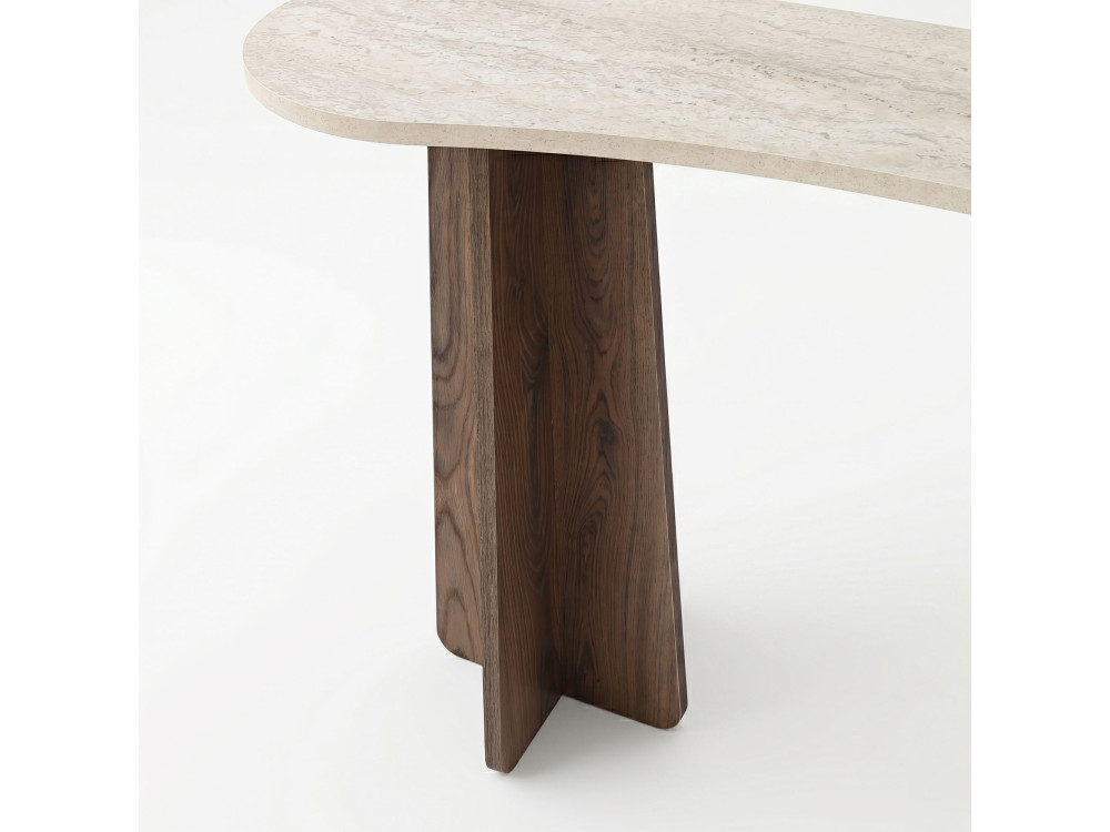 Commode en bois " Zen " - 120 x 75 x 35 cm - Travertin / Noyer