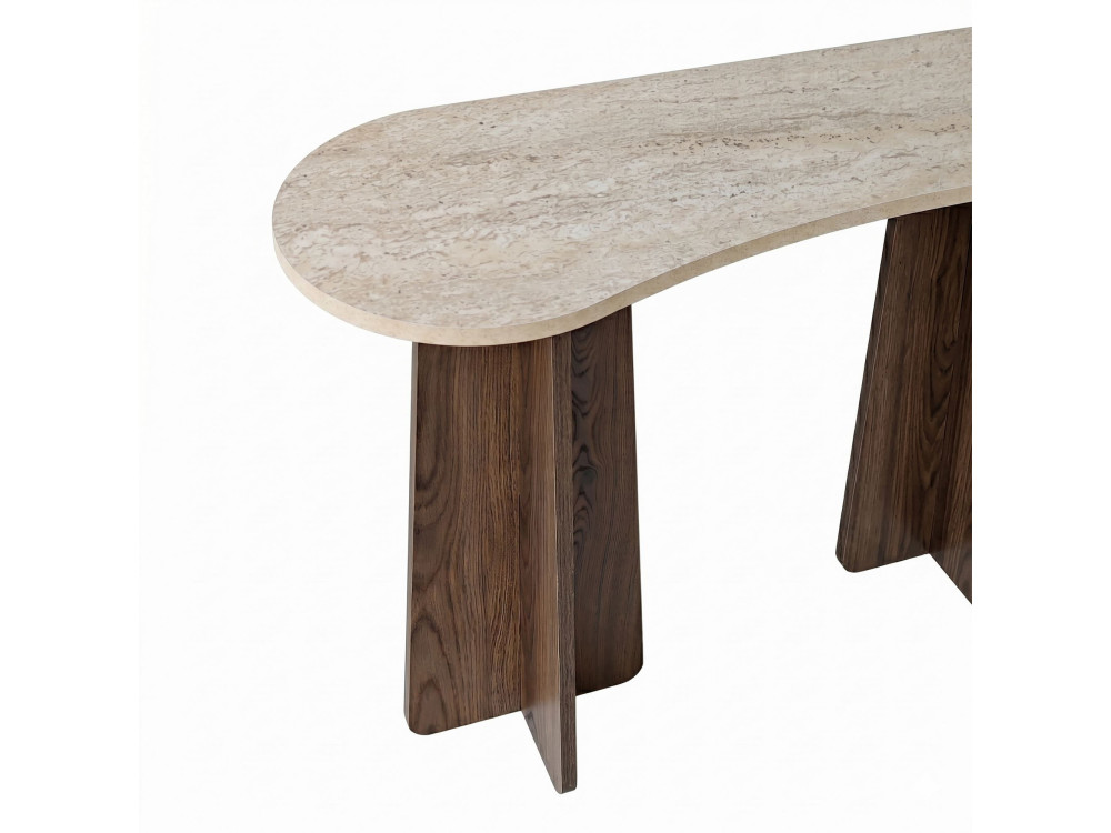 Commode en bois " Zen " - 120 x 75 x 35 cm - Travertin / Noyer