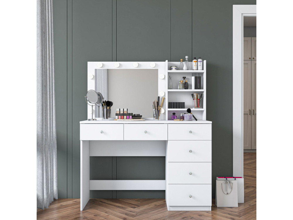 Coiffeuse en bois " BJ127 " - 110 x 141,8 x 40 cm - Blanc