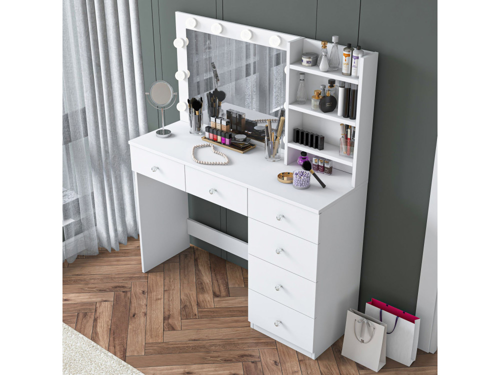 Coiffeuse en bois " BJ127 " - 110 x 141,8 x 40 cm - Blanc