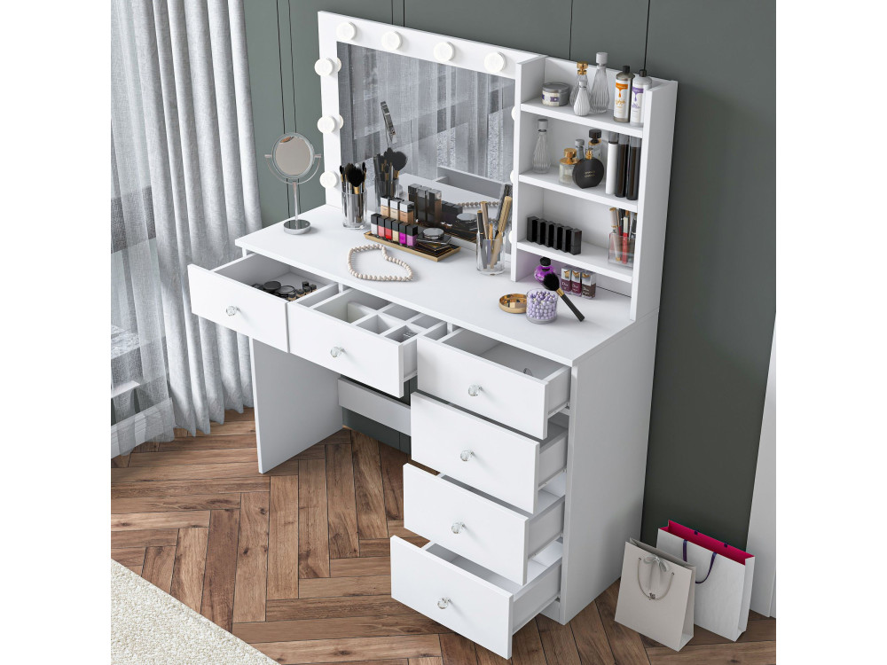 Coiffeuse en bois " BJ127 " - 110 x 141,8 x 40 cm - Blanc