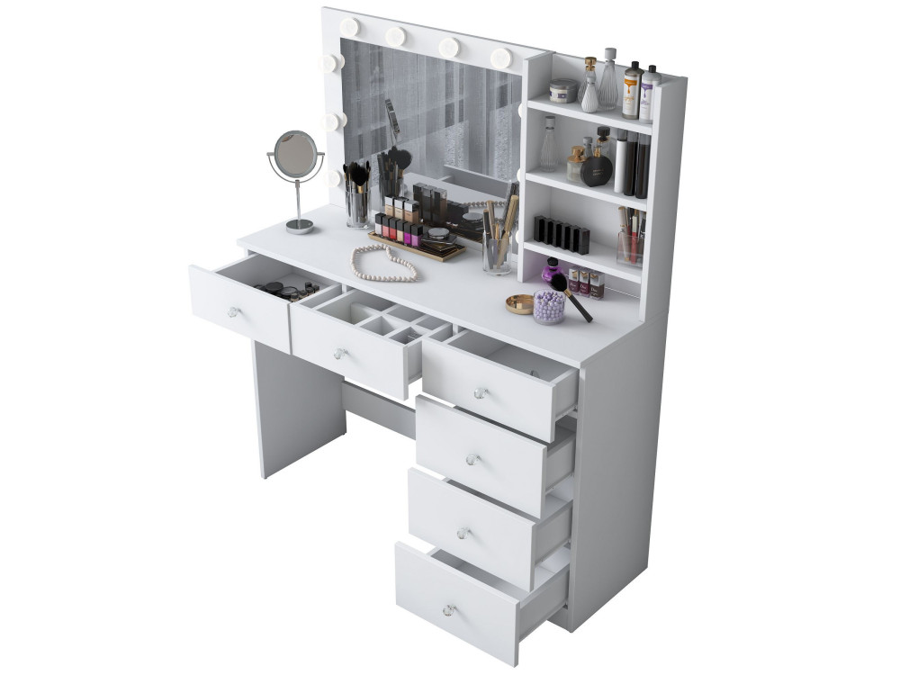 Coiffeuse en bois " BJ127 " - 110 x 141,8 x 40 cm - Blanc