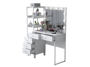 Coiffeuse en bois " BJ128 " - 110 x 141,8 x 40 cm - Blanc