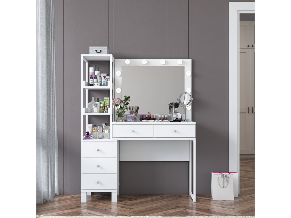 Coiffeuse en bois " BJ128 " - 110 x 141,8 x 40 cm - Blanc