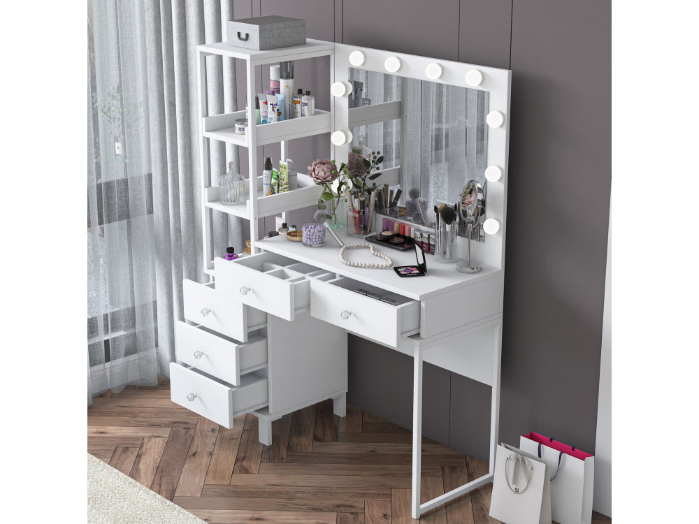 Coiffeuse en bois " BJ128 " - 110 x 141,8 x 40 cm - Blanc