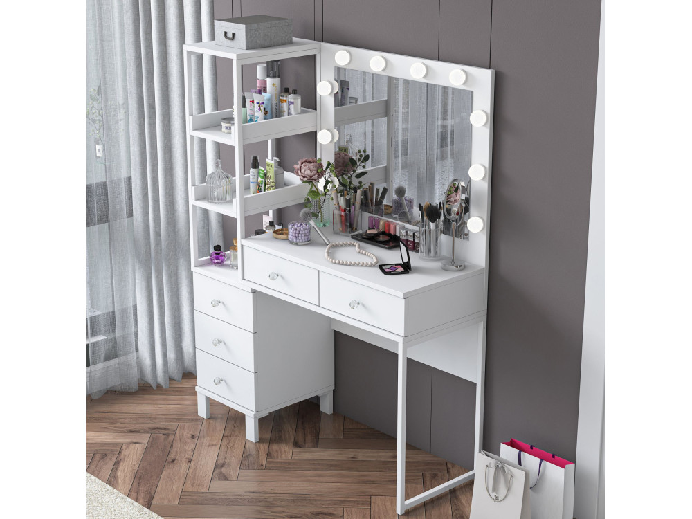 Coiffeuse en bois " BJ128 " - 110 x 141,8 x 40 cm - Blanc