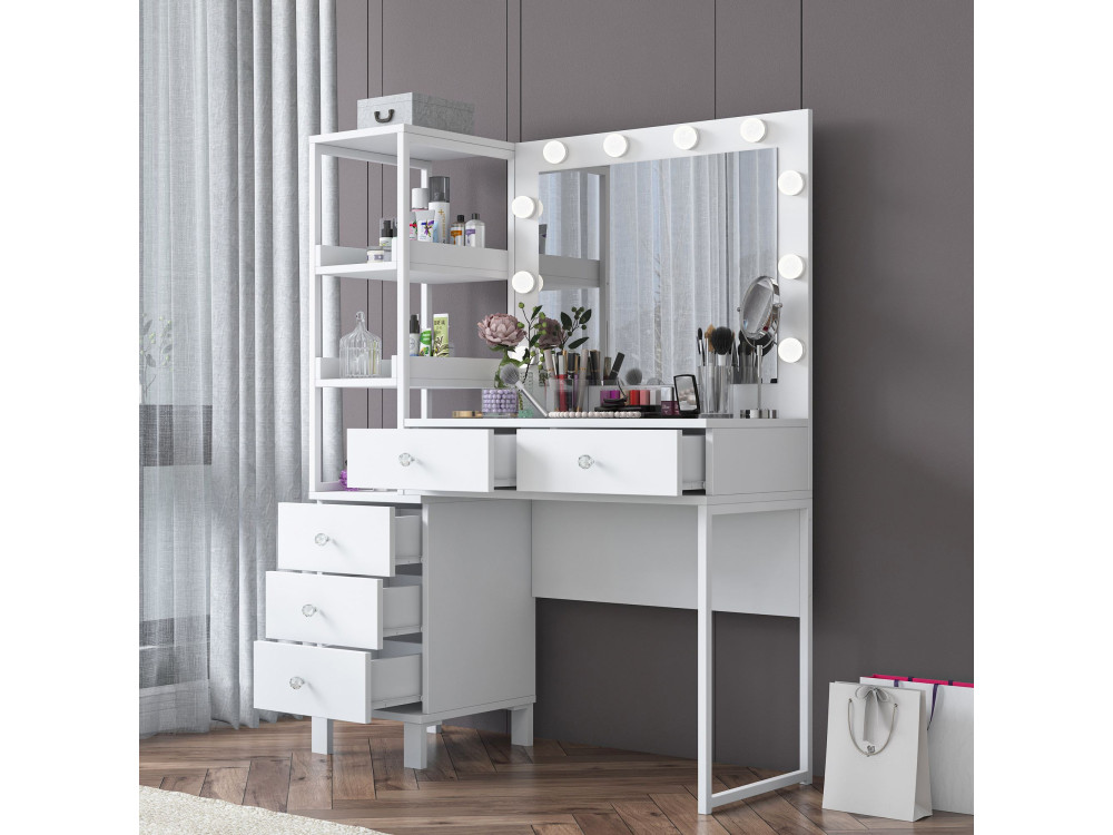 Coiffeuse en bois " BJ128 " - 110 x 141,8 x 40 cm - Blanc