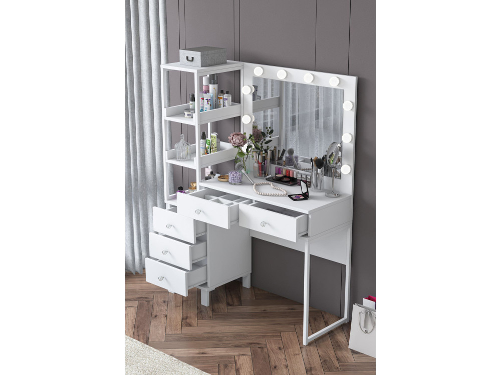 Coiffeuse en bois " BJ128 " - 110 x 141,8 x 40 cm - Blanc