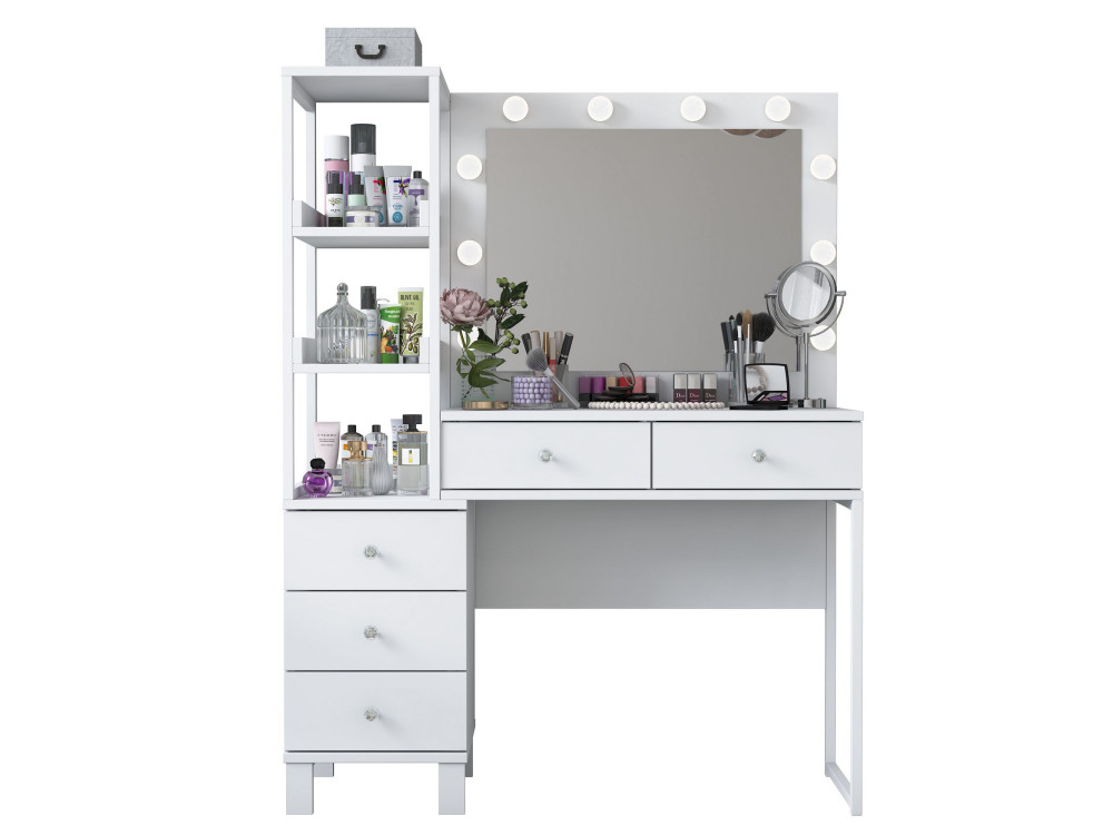 Coiffeuse en bois " BJ128 " - 110 x 141,8 x 40 cm - Blanc