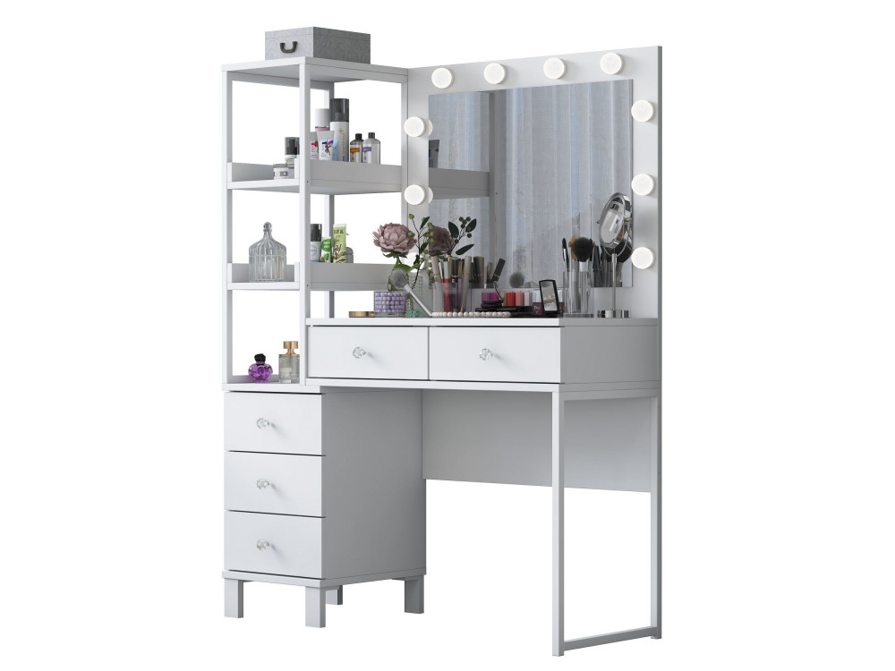 Coiffeuse en bois " BJ128 " - 110 x 141,8 x 40 cm - Blanc