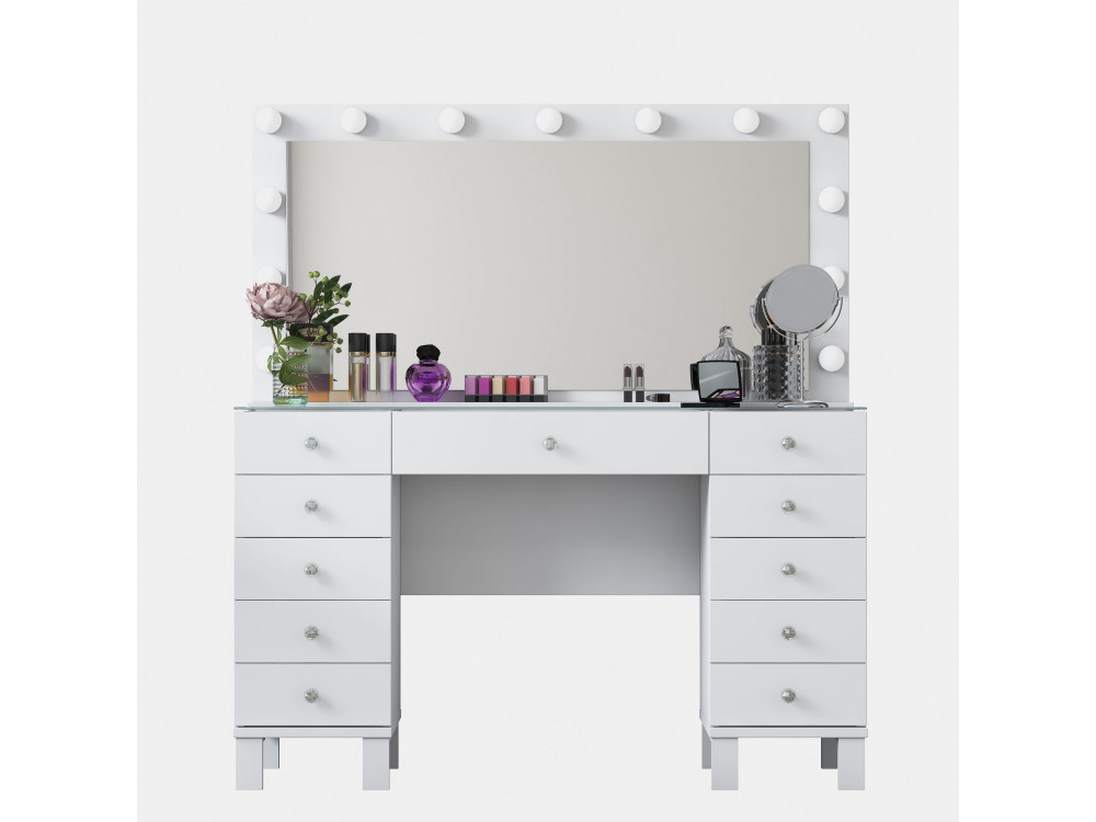 Coiffeuse en bois " BJ137 " - 120 x 133,6 x 40 cm - Blanc