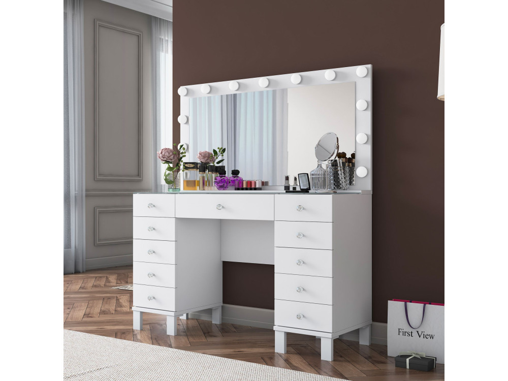 Coiffeuse en bois " BJ137 " - 120 x 133,6 x 40 cm - Blanc