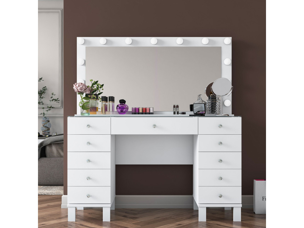 Coiffeuse en bois " BJ137 " - 120 x 133,6 x 40 cm - Blanc