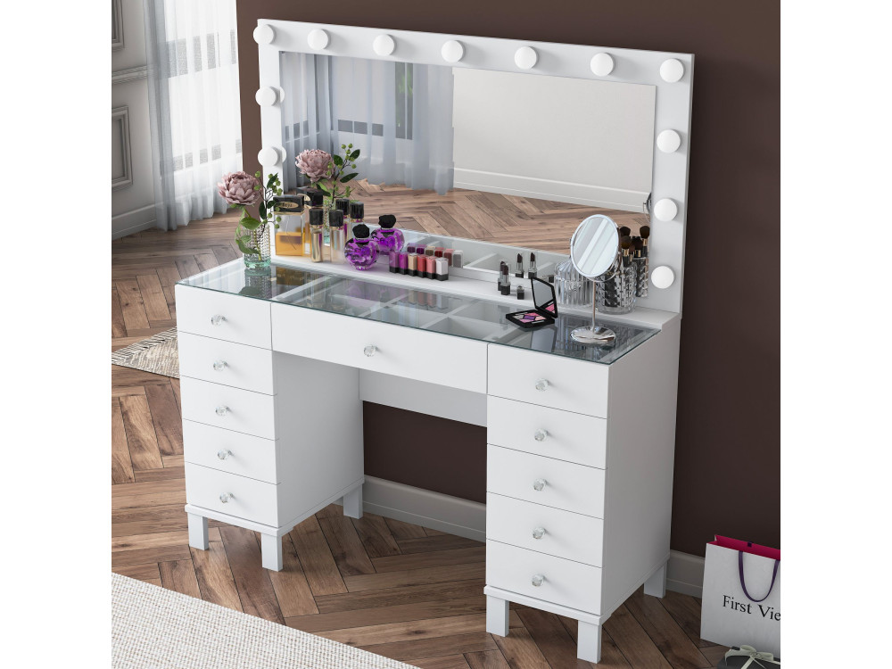 Coiffeuse en bois " BJ137 " - 120 x 133,6 x 40 cm - Blanc