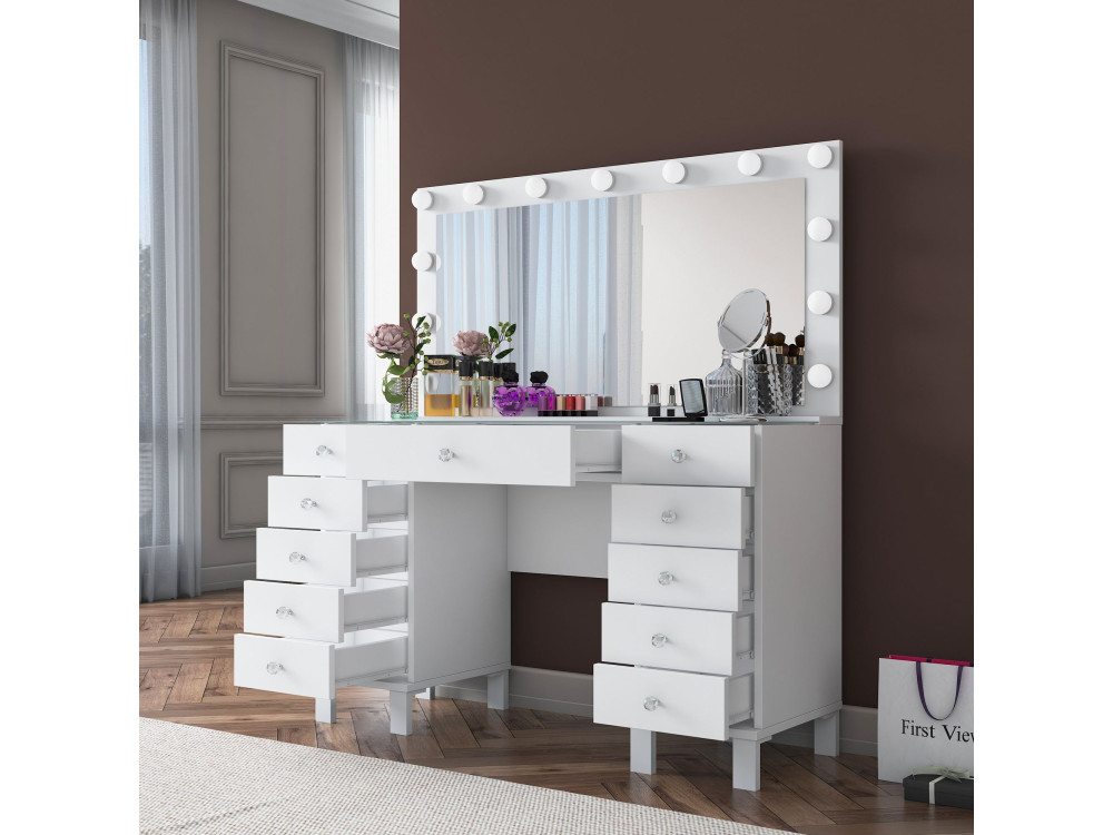 Coiffeuse en bois " BJ137 " - 120 x 133,6 x 40 cm - Blanc