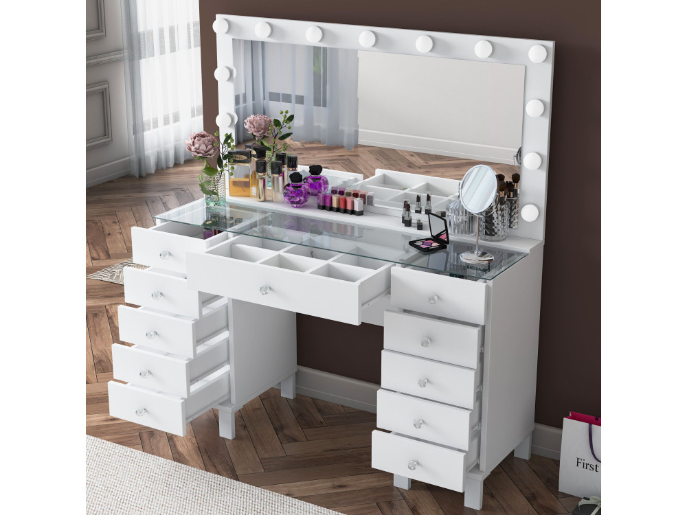 Coiffeuse en bois " BJ137 " - 120 x 133,6 x 40 cm - Blanc