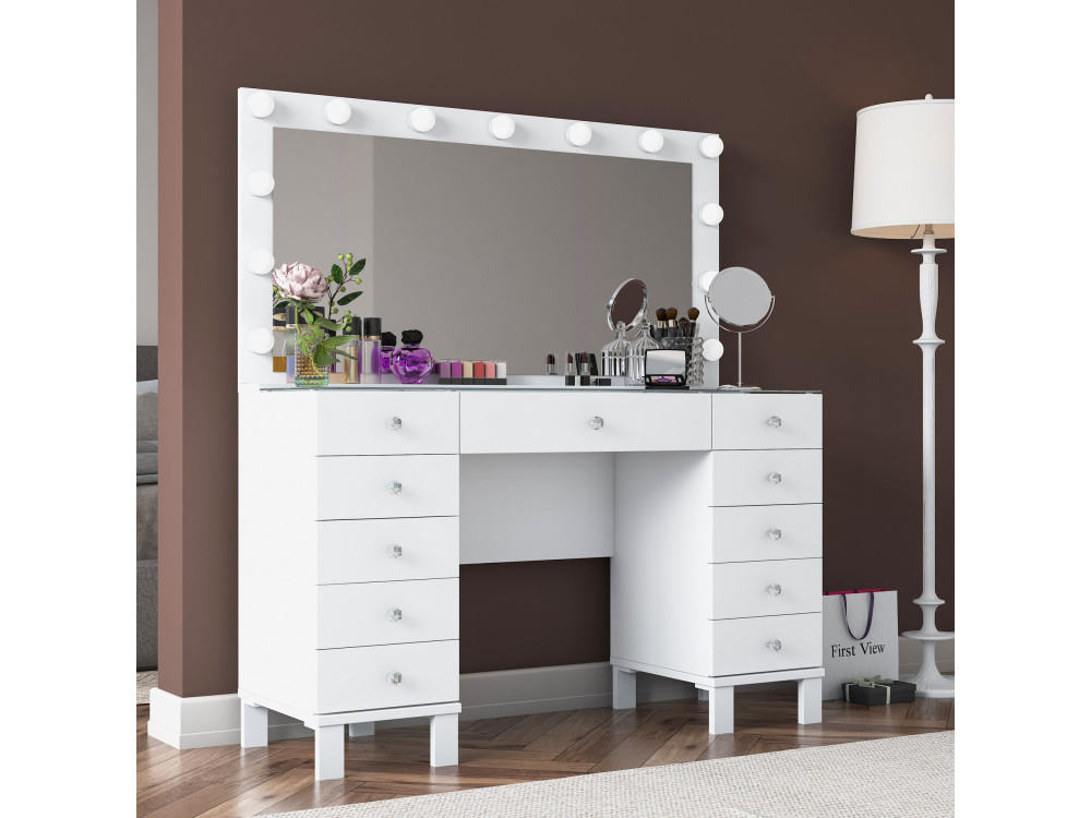 Coiffeuse en bois " BJ137 " - 120 x 133,6 x 40 cm - Blanc