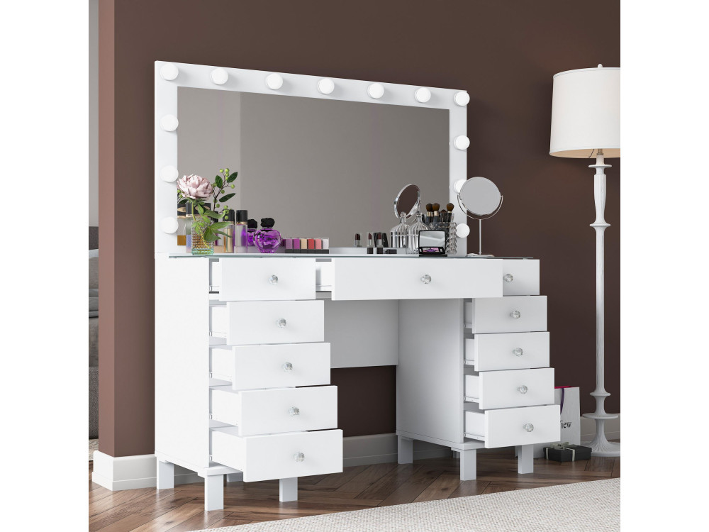 Coiffeuse en bois " BJ137 " - 120 x 133,6 x 40 cm - Blanc