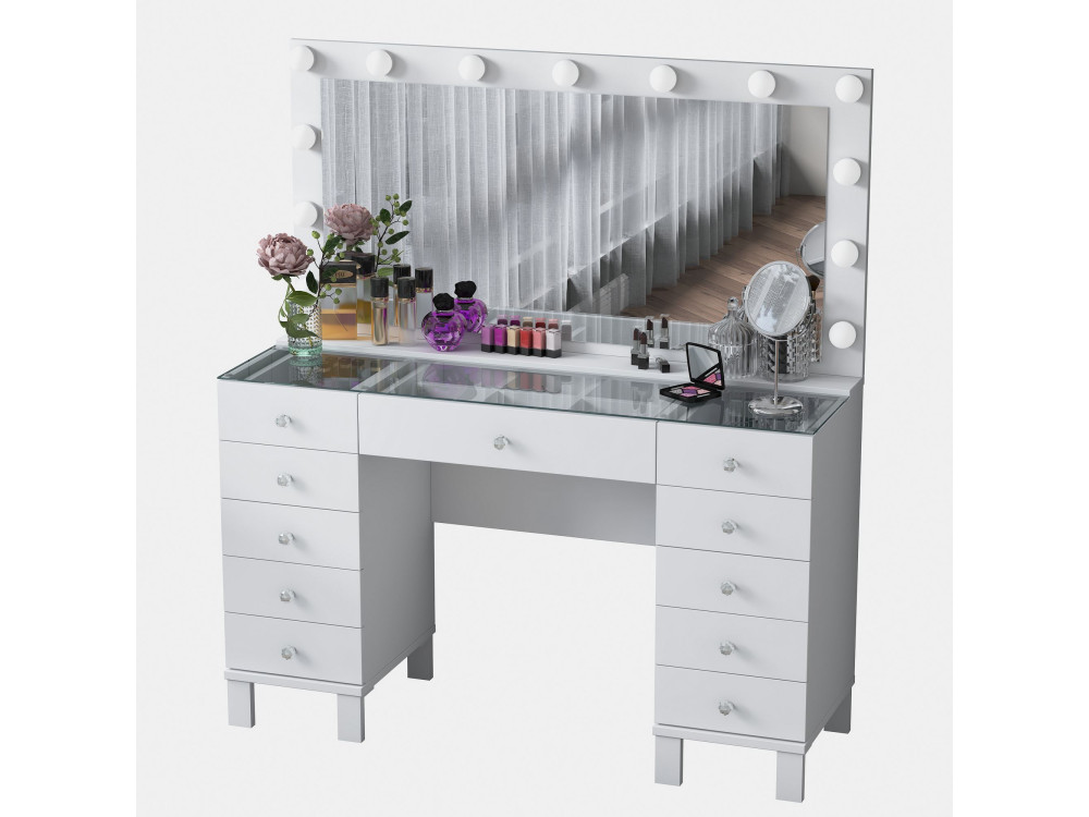 Coiffeuse en bois " BJ137 " - 120 x 133,6 x 40 cm - Blanc